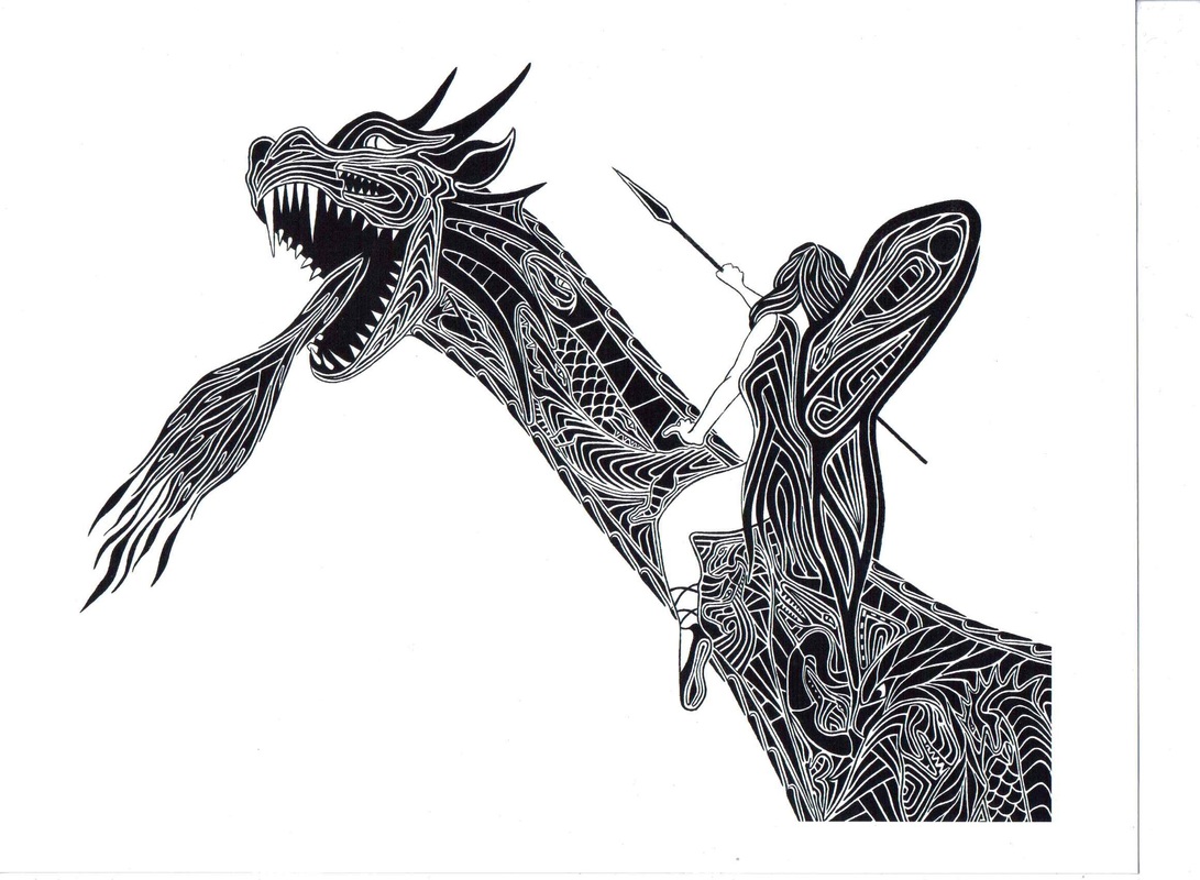 1091x800 Fairy Dragon Rider - Dark Dragon Sketch