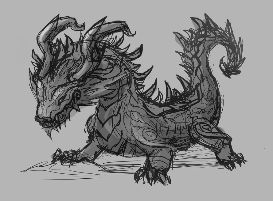 889x656 Final Artwar 2 2d Dark Dragon Ilka Hesche - Dark Dragon Sketch