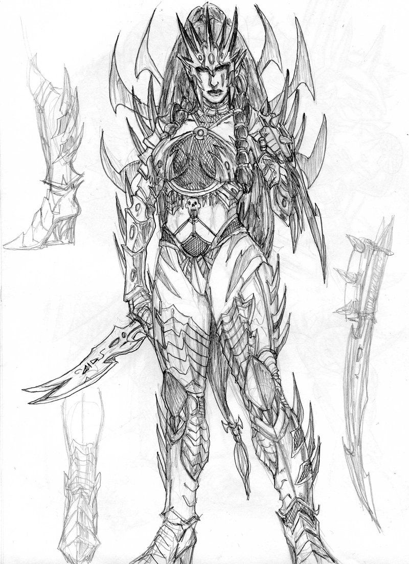 800x1103 Witch Elf Sketch By Dkuang Dark Elves (Drow) Amp Spiders - Dark Elf Sketch