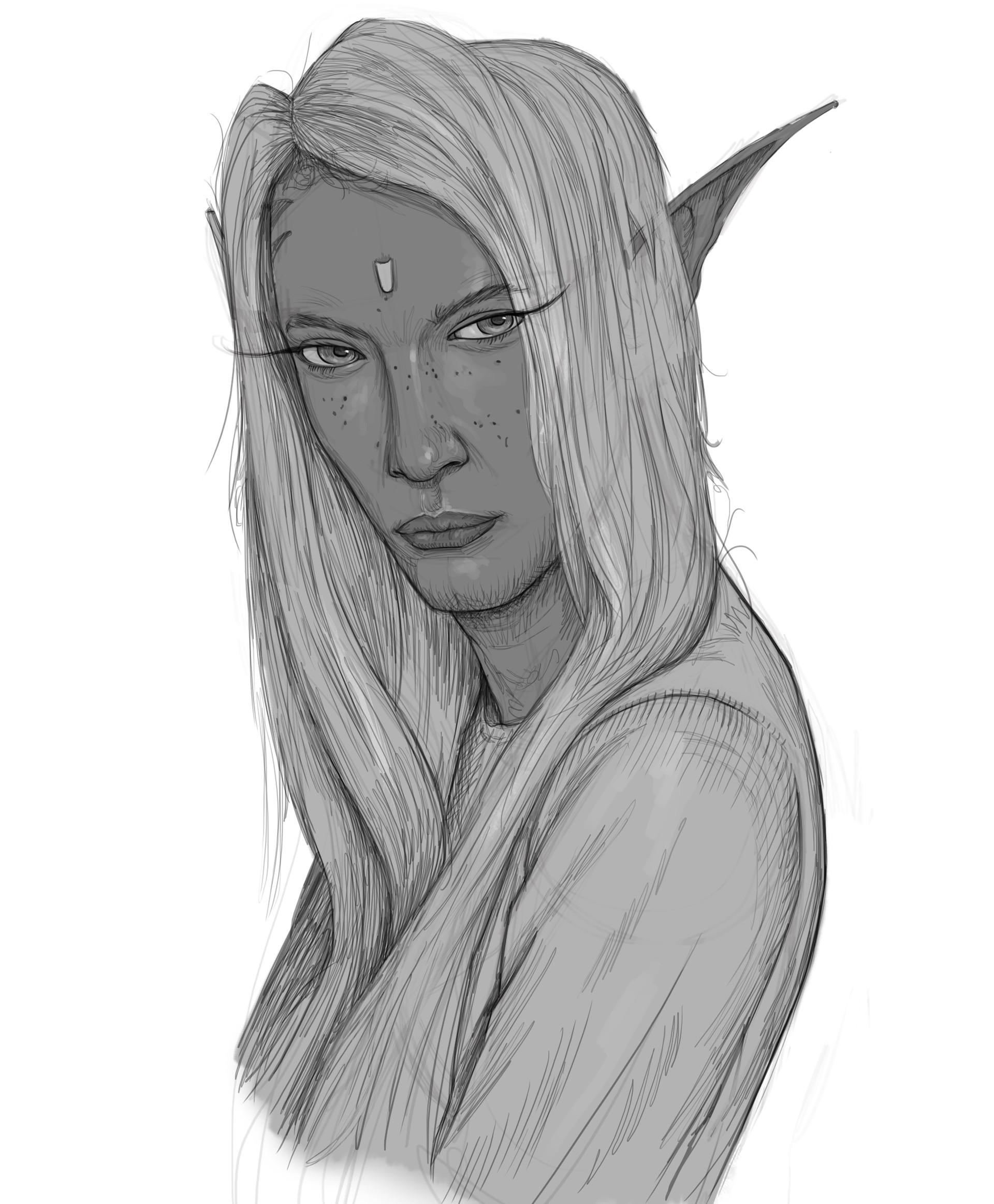 1920x2324 Artstation - Dark Elf Sketch