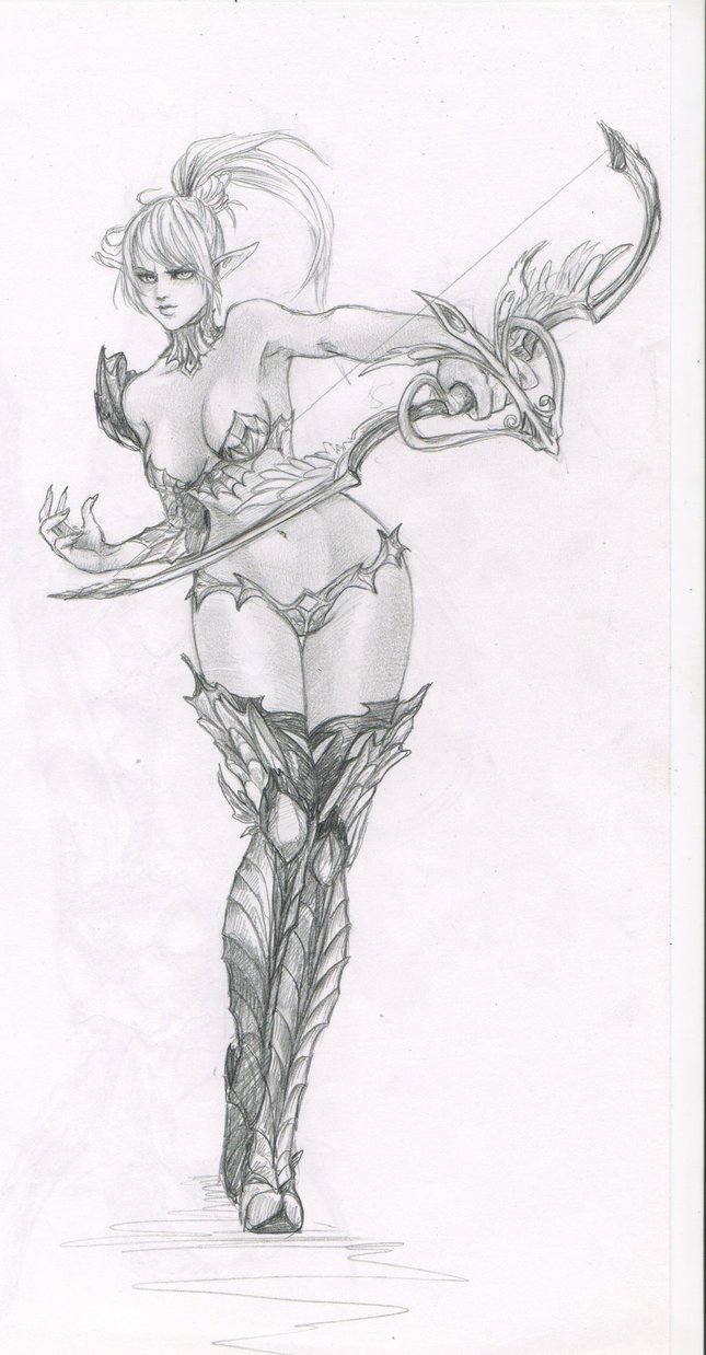 645x1238 Sketch Dark Elf Lineage 2 By Prywinko - Dark Elf Sketch