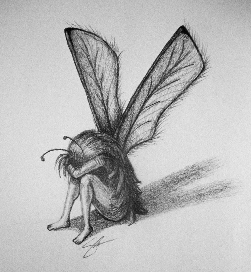 831x900 Fairy Drawing By Sara Coolidge - Dark Fairy Sketch