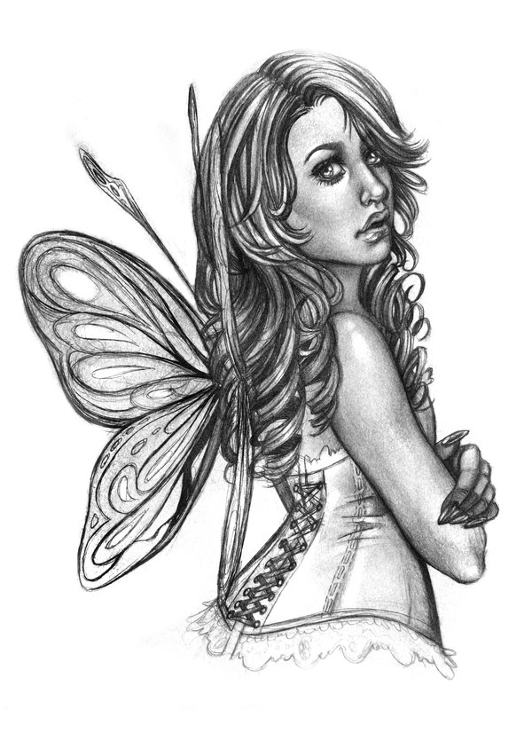 Dark Fairy Sketch at PaintingValley.com | Explore collection of Dark ...