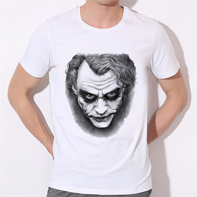 640x639 Funny Joker The Dark Knight Men T Shirts Sketch The Clown Boy - Dark Knight Joker Sketch