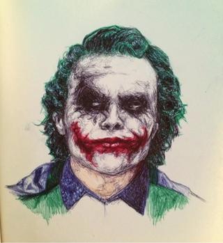 320x349 He Was Really Fun To Draw In Pen - Dark Knight Joker Sketch