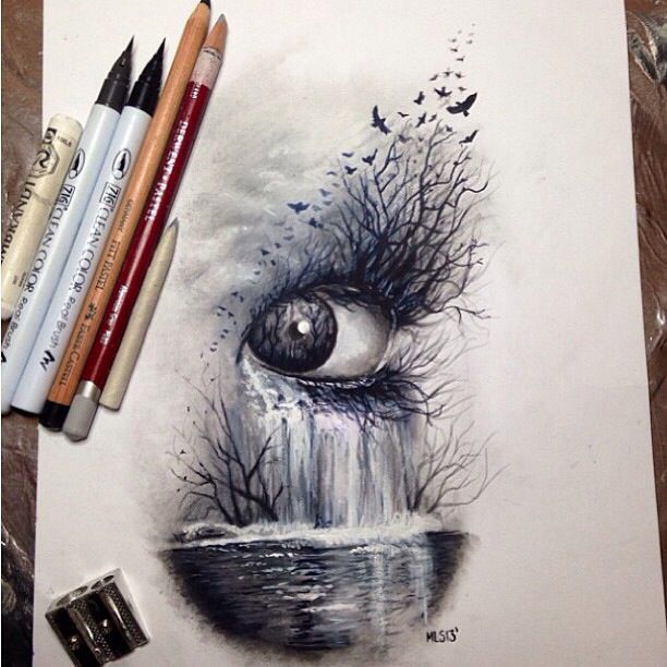 612x612 Dark Nature, Eye - Dark Pencil Sketch