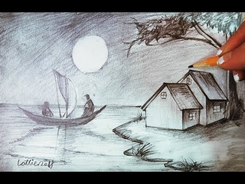 480x360 How To Draw A Dark Night Scenery With Pencil - Dark Pencil Sketch