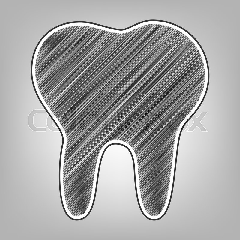 800x800 Tooth Sign Illustration. Vector. Pencil Sketch Imitation. Dark - Dark Pencil Sketch