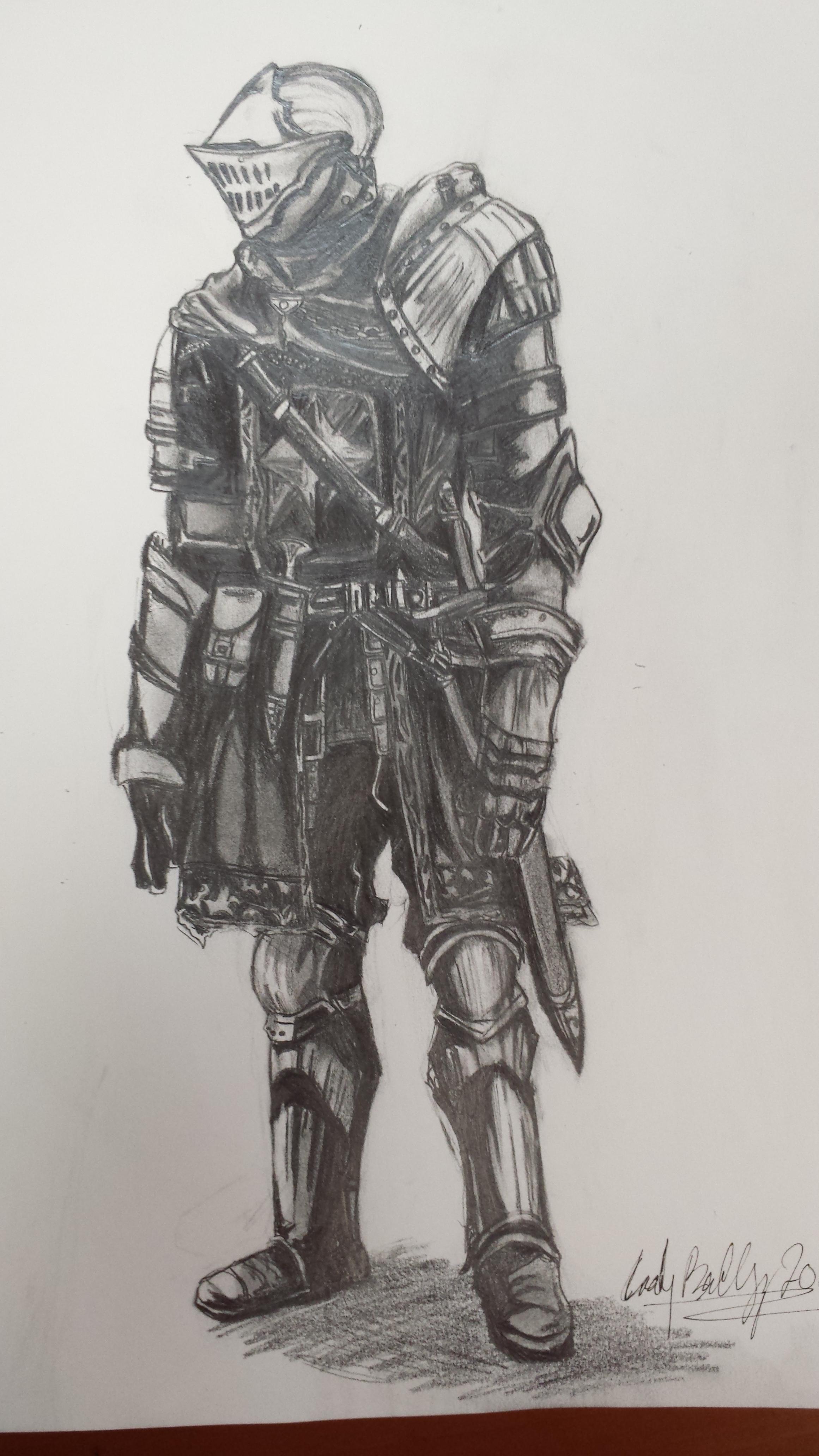 2322x4128 Elite Knight Sketch. Trying To Get Back Into Drawing Again - Dark Souls Sketch
