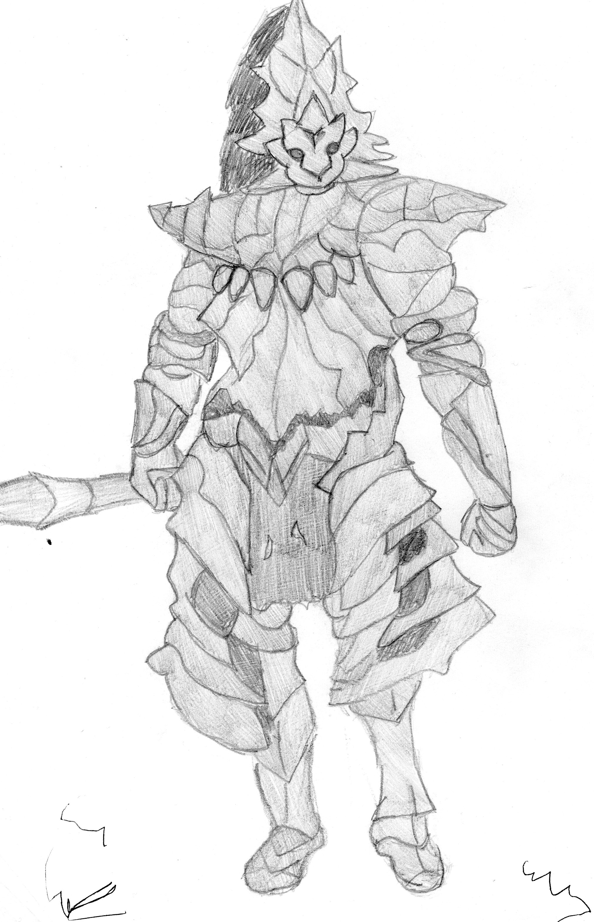 2022x3138 Sketch Of The Old Dragon Slayer From Dark Souls 2 - Dark Souls Sketch