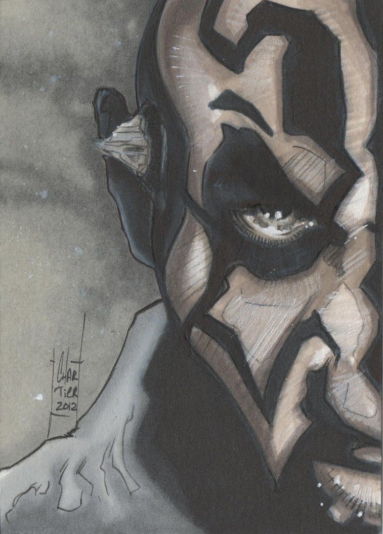 757x1054 Darth Maul Sketch Card By Chartier My Star Wars - Darth Maul Sketch