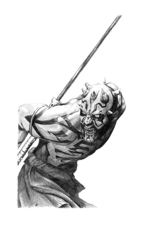 570x807 Darth Maul Pencil Drawing Etsy - Darth Maul Sketch