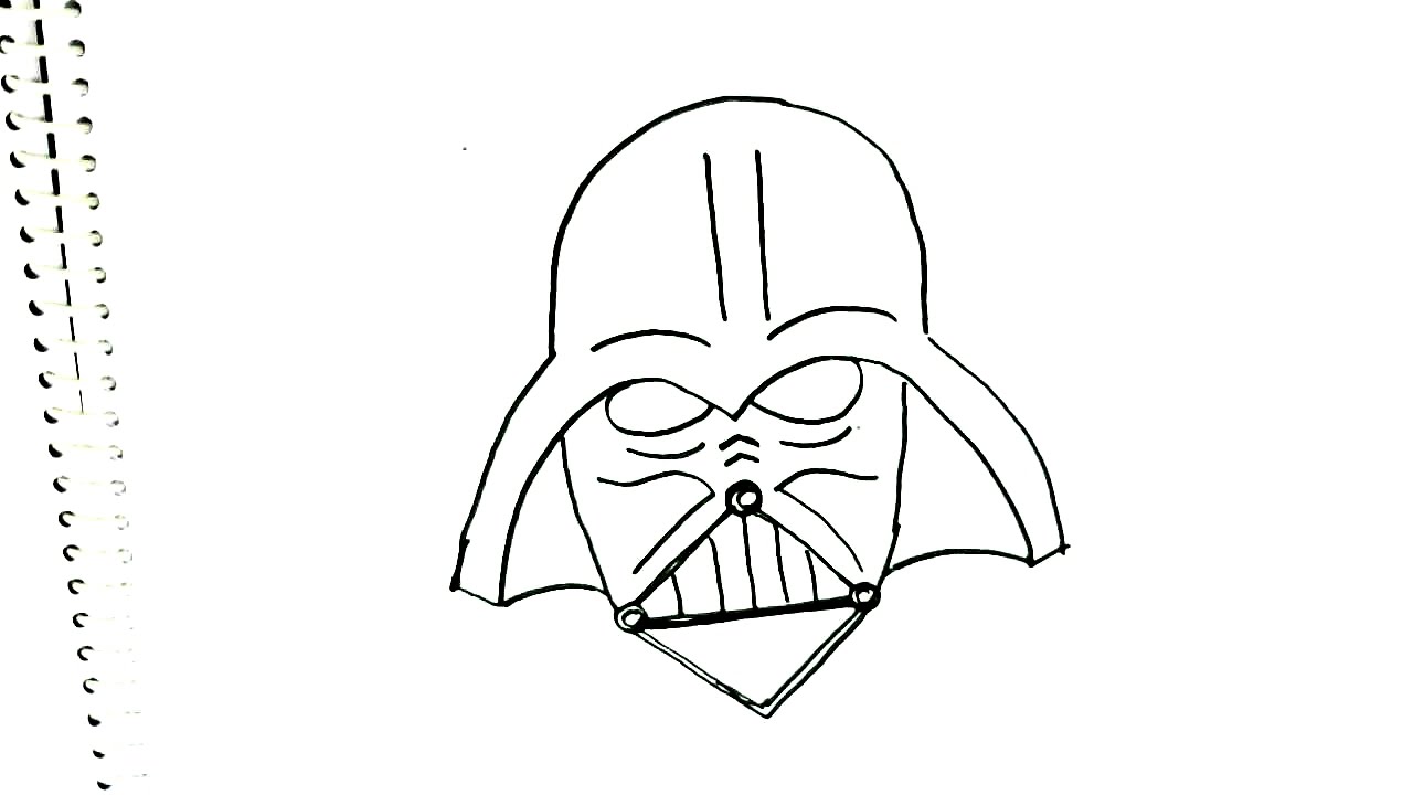1280x720 How To Draw Darth Vader Mask,star Wars In Easy Steps For Children - Darth Vader Helmet Sketch