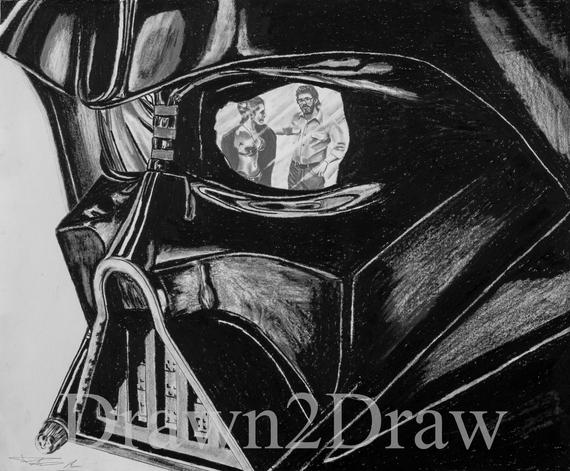 570x471 Darth Vader Star Wars Pencil Drawing Print Birthday Christmas Etsy - Darth Vader Pencil Sketch