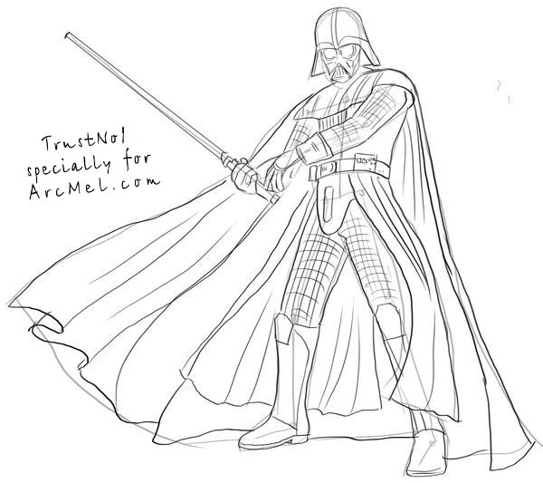 600x533 How To Draw Darth Vader Step By Step - Darth Vader Sketch