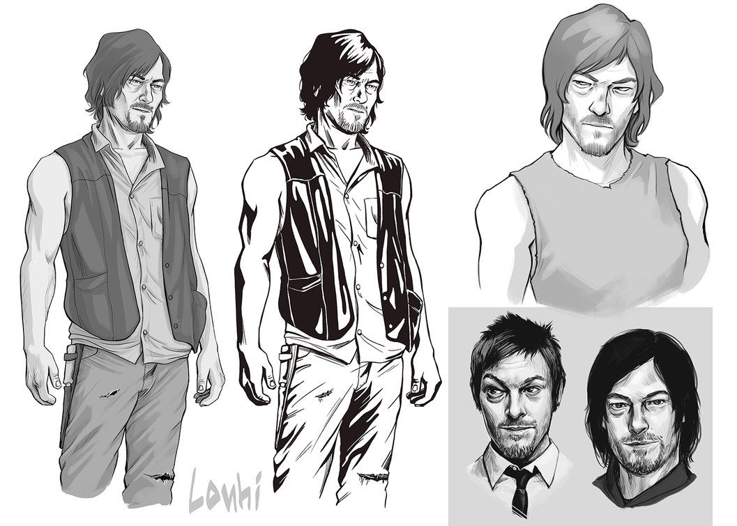 1057x755 Resultado De Imagen Para Daryl Dixon Sketch Draw - Daryl Dixon Sketch