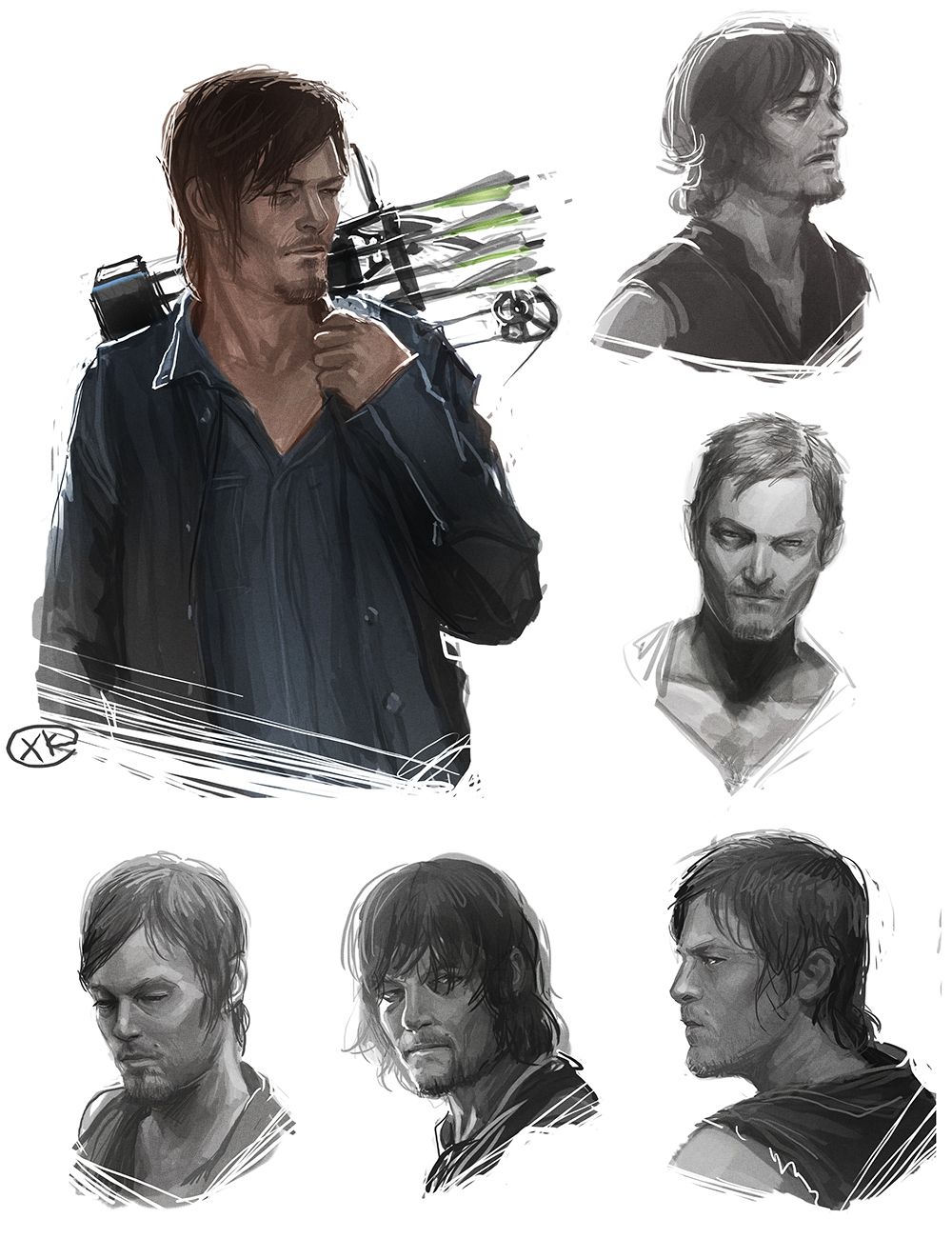 1000x1322 The Walking Dead - Daryl Dixon Sketch
