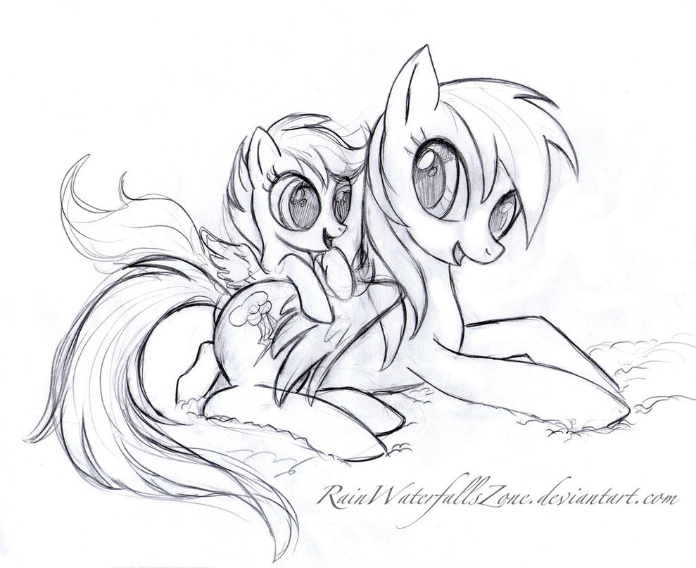 989x807 Sketch Rainbow Dash And Scootaloo By Rainwaterfallszone - Dash Sketch