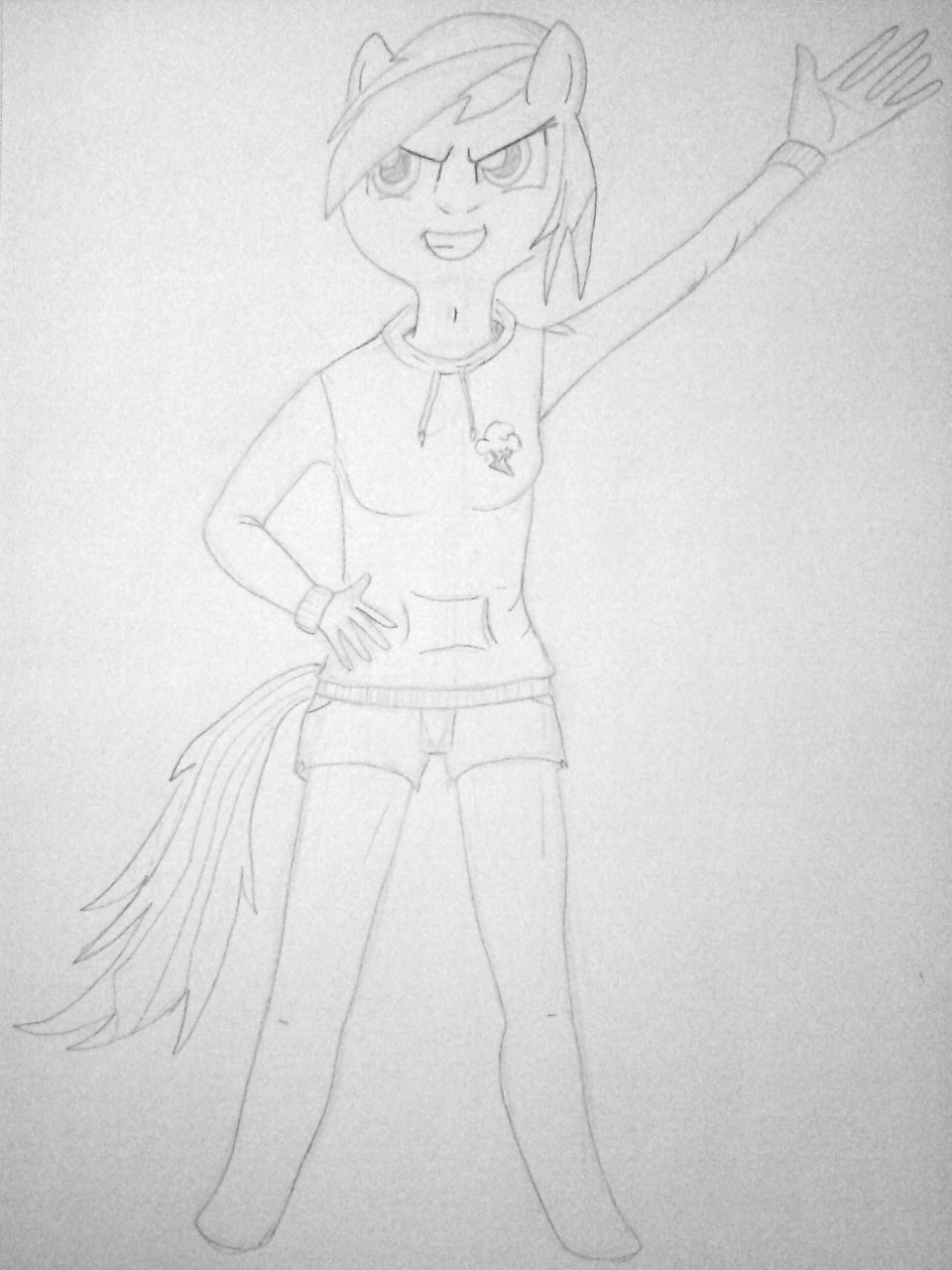 960x1280 Anthro Rainbow Dash Redo (Sketch) By Furrymusclegrowthfan - Dash Sketch