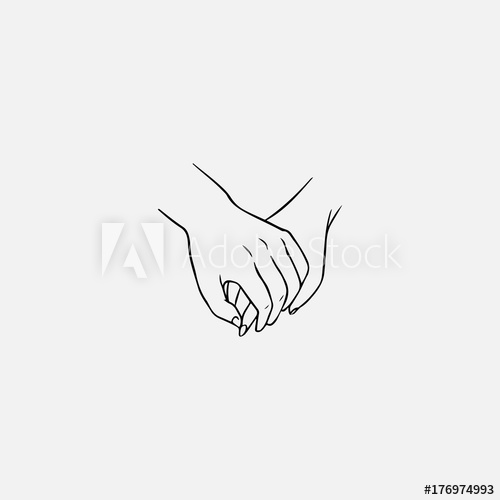 500x500 Drawing Of One Hand Clasping Other Isolated On White Background - Dating Sketch