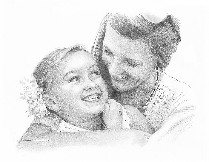 700x544 Mom And Daughter Drawing By Mike Theuer Redbubble - Daughter Sketch