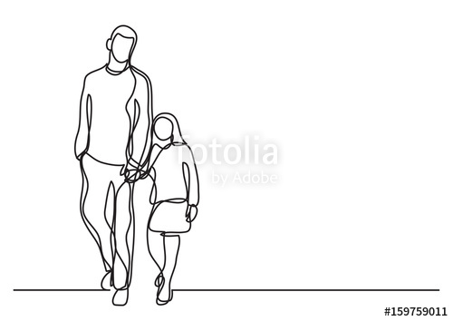 500x354 Father And Daughter Walking - Daughter Sketch