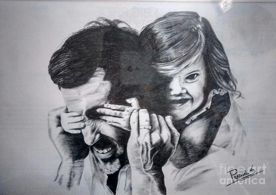 900x635 Dad Daughter Relation Drawing By Prajwal Satvidkar - Daughter Sketch