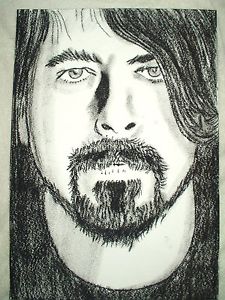 225x300 Paper Drawing Charcoal Sketch Dave Grohl Foo Fighters Art 16x12 - Dave Grohl Sketch