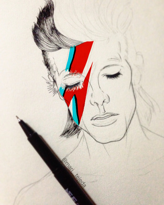 320x400 Rip David Bowie, Fellow Space Traveller - David Bowie Sketch
