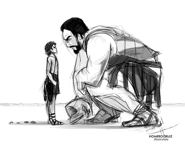 600x482 Illustration Sketch David And Goliath On Behance - David Sketch