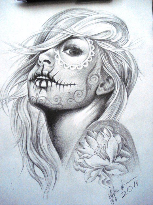 540x720 Adriana Lima As A Day Of The Dead Girl. Mixed Media Day Of The - Day Of The Dead Sketches