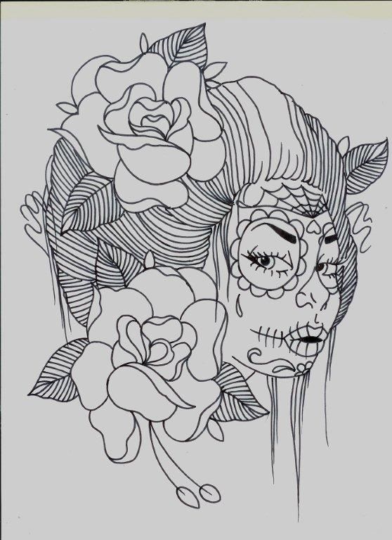 558x768 Day Of The Dead Girl Sketch By ~torielarson - Day Of The Dead Sketches