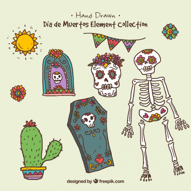 626x626 Day Of The Dead Sketches Set Vector Free Download - Day Of The Dead Sketches