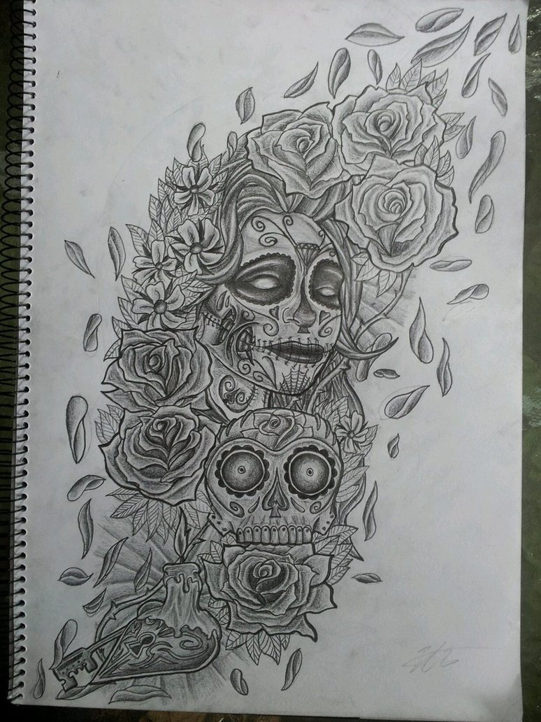 Day Of The Dead Sketches at PaintingValley.com | Explore collection of ...