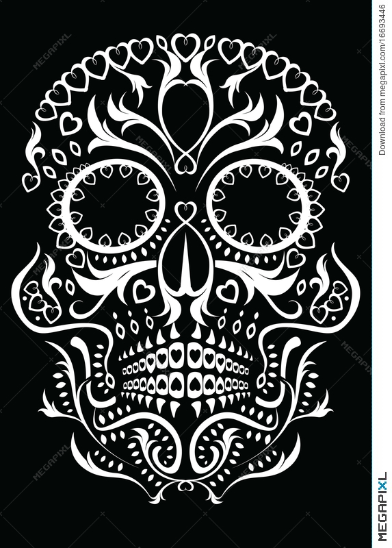573x800 Day Of The Dead Skull Illustration 16693446 - Day Of The Dead Skull Sketch
