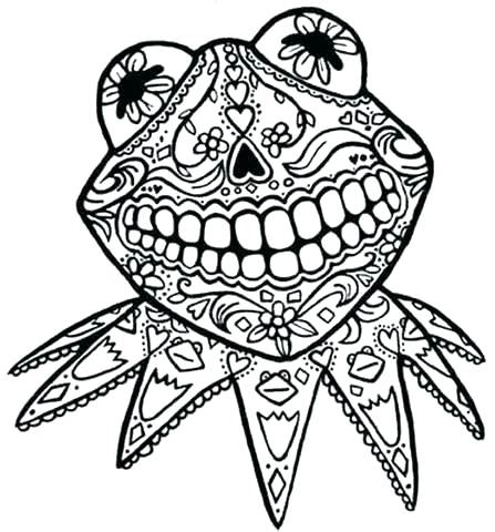447x480 Day Of The Dead Skulls Coloring Pages Also Girl Skull Sketch - Day Of The Dead Skull Sketch