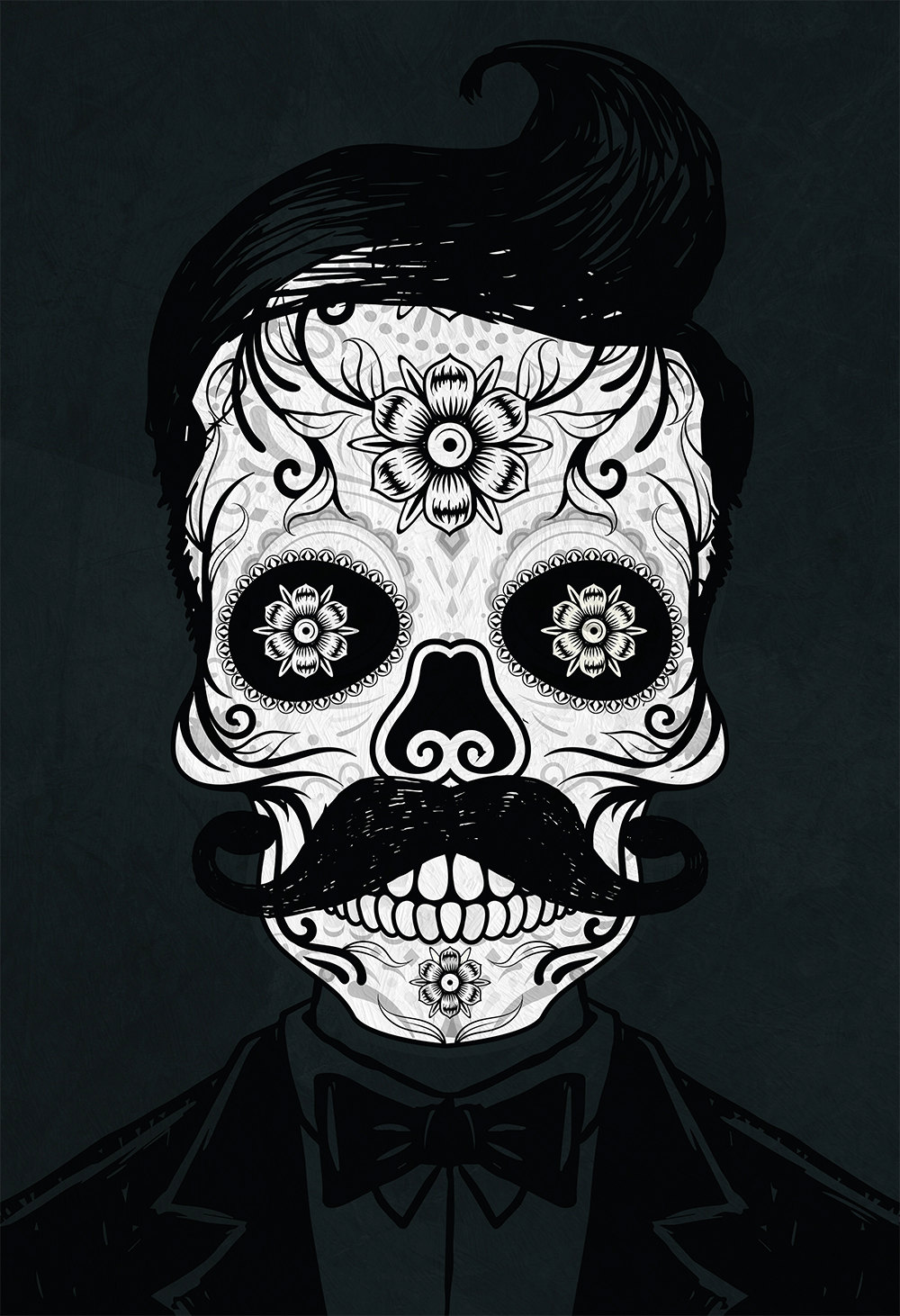 1000x1462 Dia De Los Muertos Mexican Retro Hipster Sugar Skull Illustration - Day Of The Dead Skull Sketch