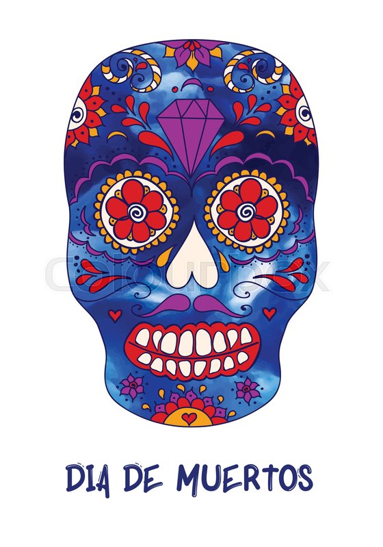 560x799 Vector Skull Color Illustration, T Shirt Graphics. Day Of The Dead - Day Of The Dead Skull Sketch