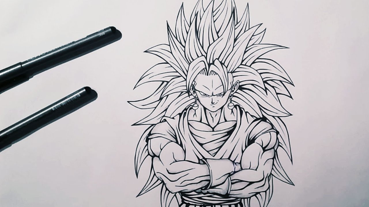 1280x720 Sketching Amp Inking Vegito Super Saiyan 3 Dragonball Z Tolgart - Dbz Sketch