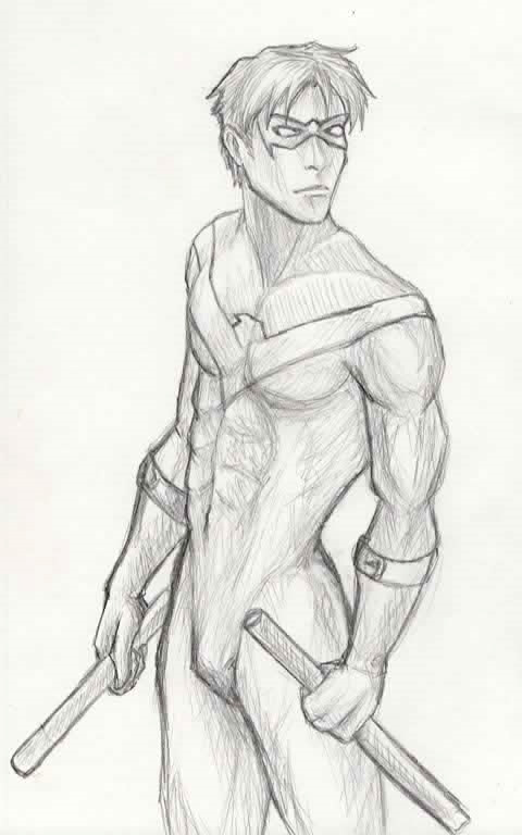 480x768 Dc Comics Nightwing Sketch By Kimberly Castello - Dc Comics Sketches