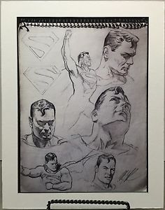 236x300 Superman Concept Sketches By Alex Ross Matted Print Dc Comics Jla - Dc Comics Sketches