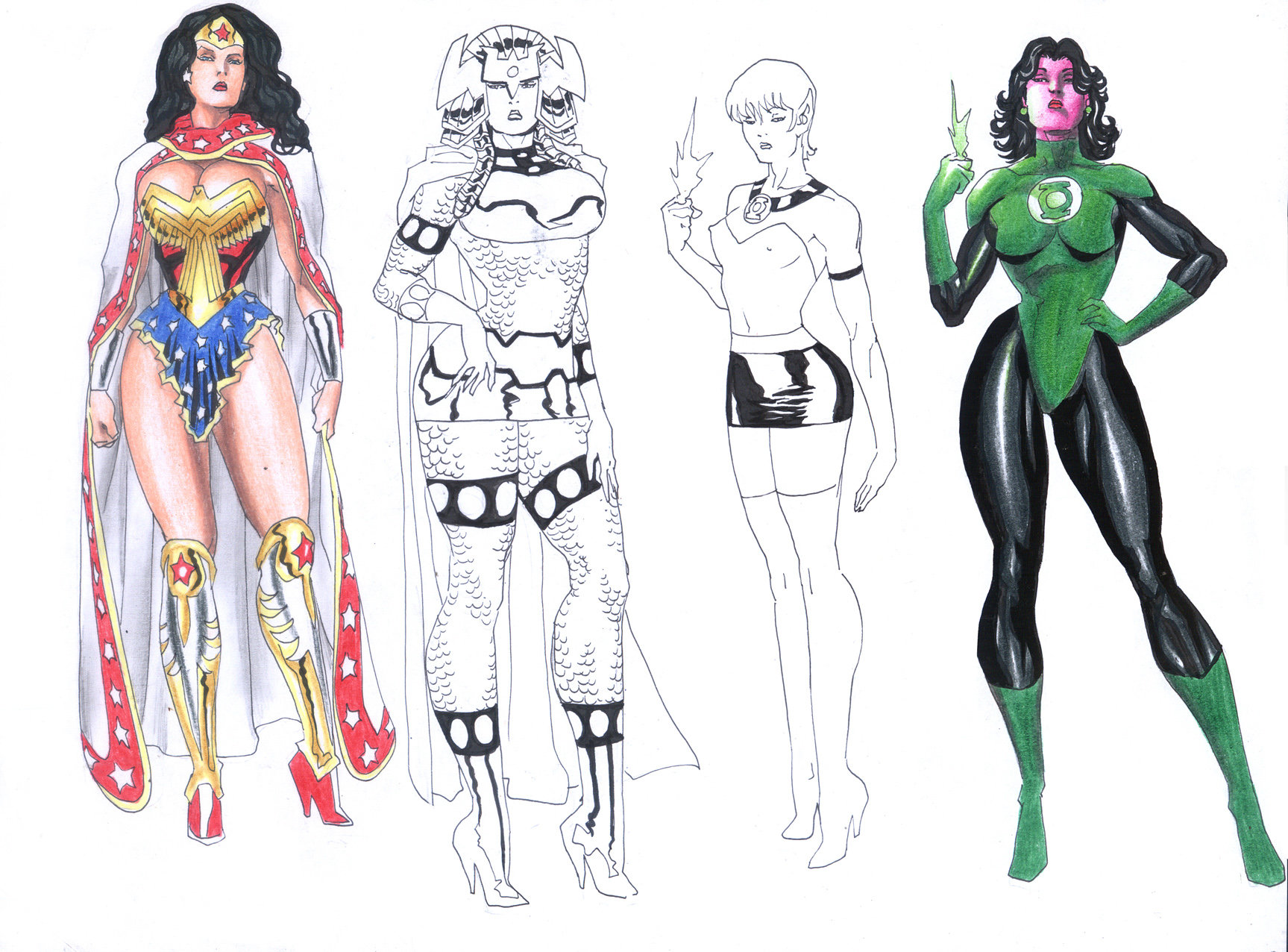 1727x1276 Dc Girls Sketches By Allpat - Dc Sketches