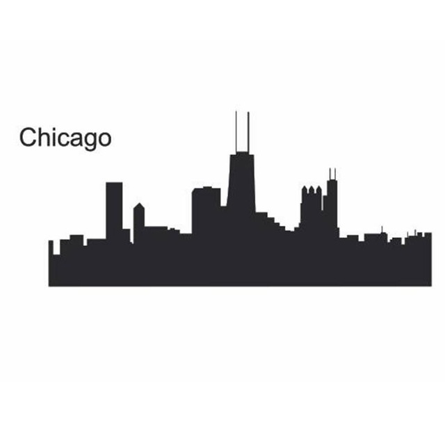 640x640 Dctal Chicago City Decal Landmark Skyline Wall Stickers Sketch - Dc Skyline Sketch