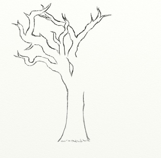520x512 How To Draw A Dead Tree Feltmagnet - Dead Tree Sketch