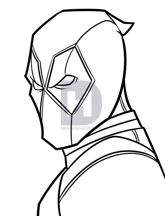 550x720 Drawing Deadpool Easy, Step By Step, Drawing Guide, By Darkonator - Deadpool Sketch