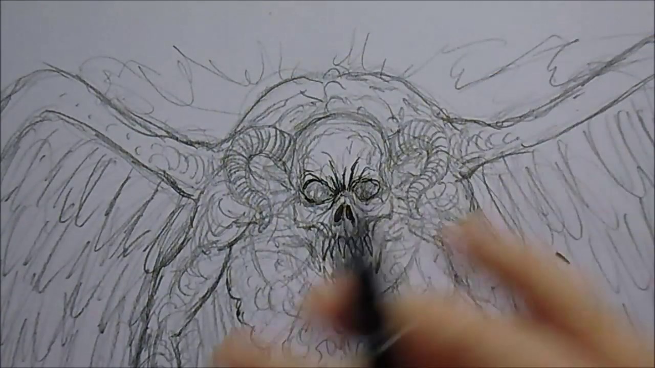 1280x720 Drawing Process Of A Death Angel Band Design - Death Angel Sketch