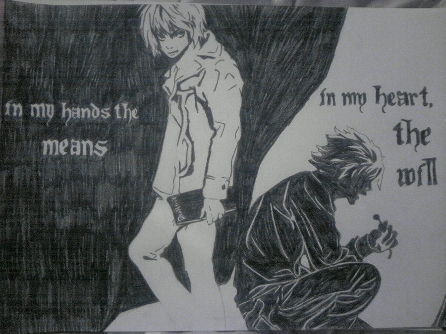 900x675 Light Yagami L Death Note Drawing By Mogwai96 - Death Note Sketch