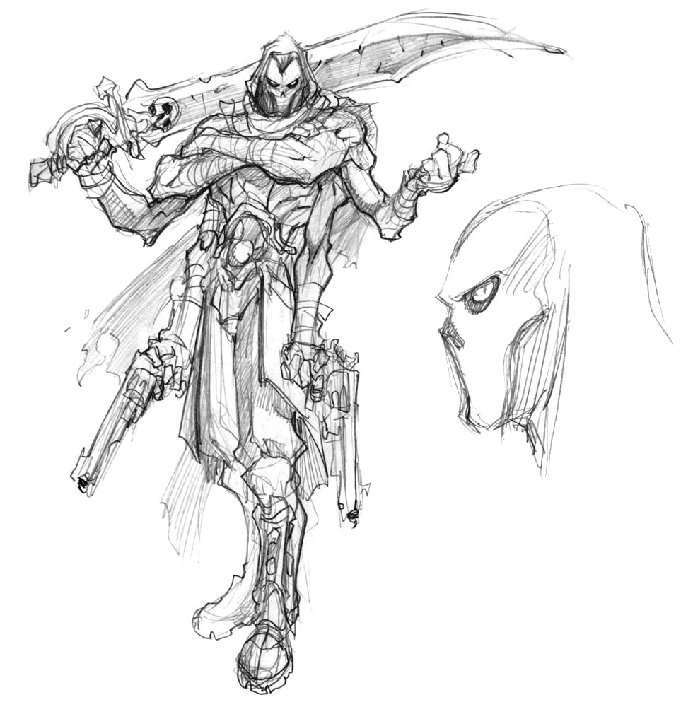 980x1000 Early Death Sketch Video Games Artwork - Death Sketch