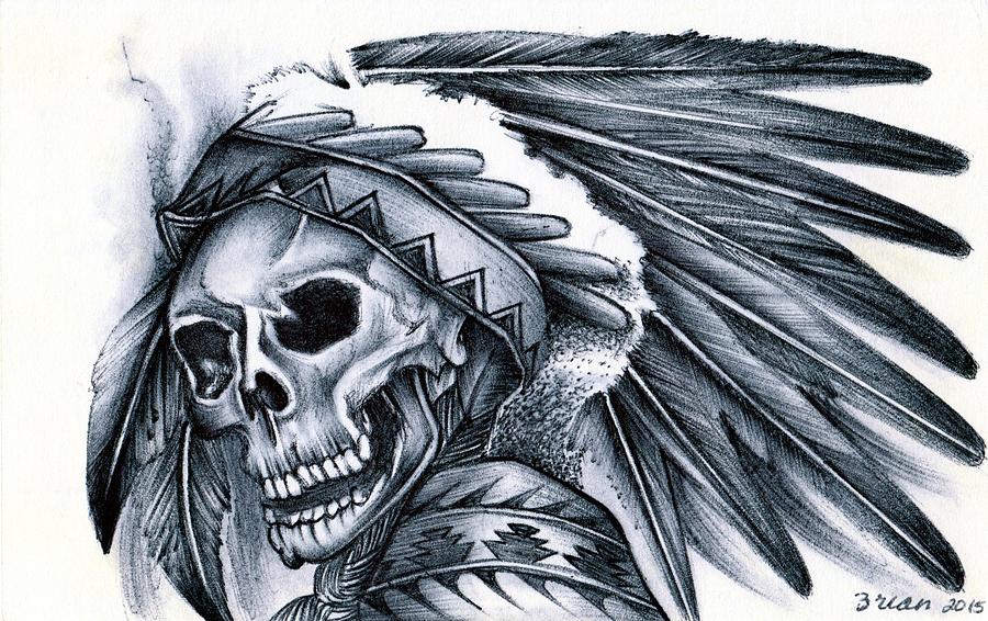 900x566 Native Death Drawing By Brian S - Death Sketch