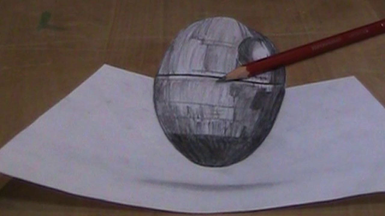 1280x720 How To Draw A 3d Desktop Death Star - Death Star Sketch